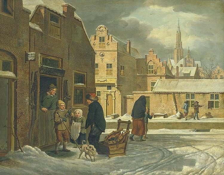 Dirk Jan van der Laan Cityscape in winter. oil painting image